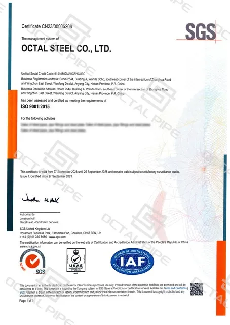 ISO 9001 Certificate ISO 9001 Certificate